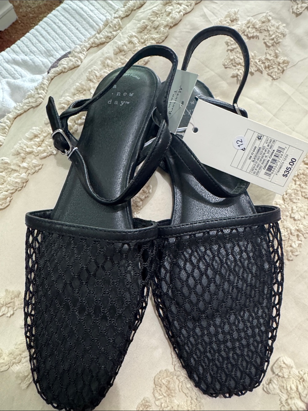a new day Black Mesh Slingback Mules